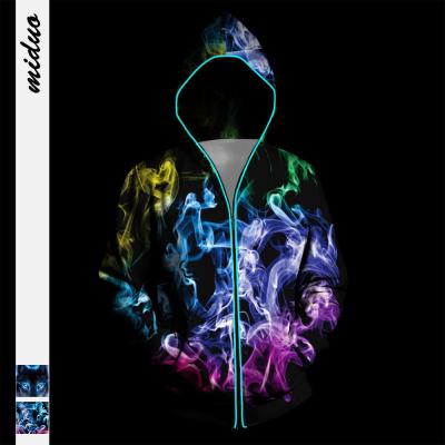 China Anti-wrinkle autumn winter couple lovers sweater hip hop style reflective men's hoodies streetwear zip for sale