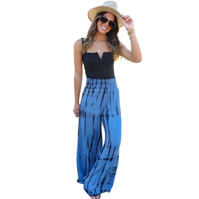 China Wholesale Digital Printing Breathable Leg Summer Pants Women High Waist Beach Casual Wide Leg Pants for sale