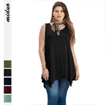 China Plus Size Women's Plus Size Women's Plus Size Women's Main V Loose Irregular Neck Tank Edge Solid Basic Fashionable Breathable T-Shirt for sale