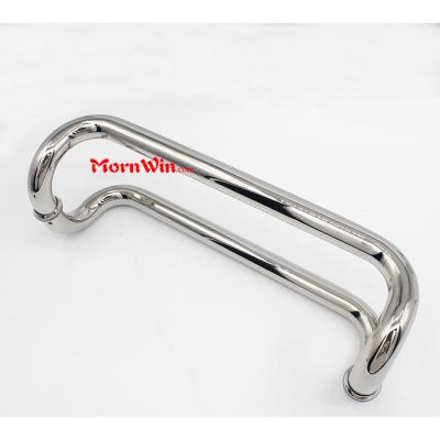 China Modern round stainless steel tube glass door pull handle for sliding glass door for sale