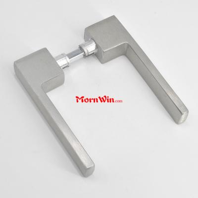 China Modern Satin Square Brushed Aluminum Door Lever Handle for sale