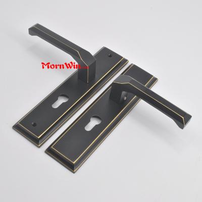 China Modern high quality decorative antique bronze door handles with large plate for sale