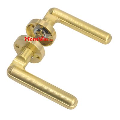 China Door Zinc Alloy Gold Plated Rose Door Lever Handle, Gold Color Lever OEM Zinc Alloy Door Handle for sale