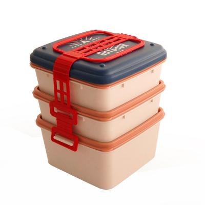 China 3 Layers Viable Food Grade Food Grade Lunch Box Containers Large Capacity Plastic Box Hot for sale