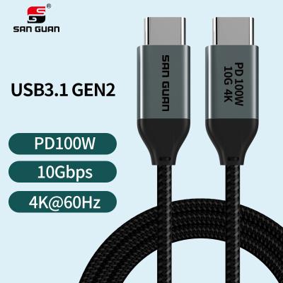 China 4k COMPUTER Support PD Cable Gen 2 USB 3.2 USB C Cable 100W 10Gbps Data Rate to usb c with Emarkerchip for macbook and laptop for sale