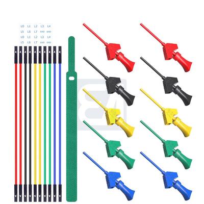 China stainless steel & Soft Silicon Dupont Cable Jumper Probe Test Lead PA Mini Grabber SMD IC Test Hook Clip Kit For Logic Analyzer for sale