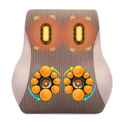 China Body Electric Smart Lumbar Massager Neck Shoulder Waist Support Warmer Vibrating Massage Pillow For Office Chair for sale