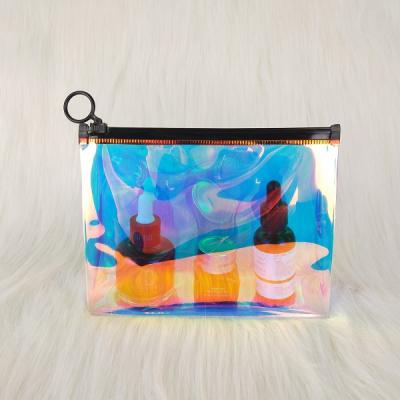 China Transparent Holographic Envelope Fashion Purse Zipper Bag Cosmetic Pvc Laser Bag for sale