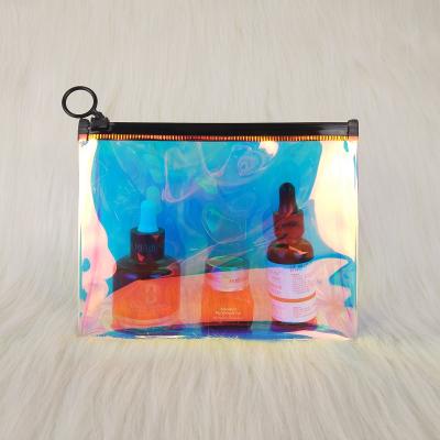 China Fashion Customized Holographic PVC/TPU Plastic Women Cosmetic Organizer Makeup Pouch Bag For Outdoor Travel for sale