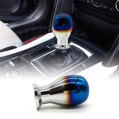 China Aluminum Alloy Racing Gear Wave Stick Head Modified Manual Gear Head Metal Plated Blue Color Roasted Gear Hanging Head for sale