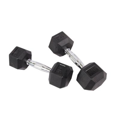 China Universal Customized Logo Commercial Strength Training 40lb Cast Iron Hex Black Dumbbells for sale