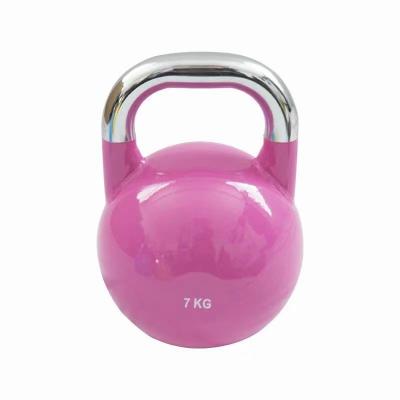 China Universal Fitness Kettlebell 7kg Colorful Commercial Weightlifting Strength Training Kettlebell With Chromed Handle for sale