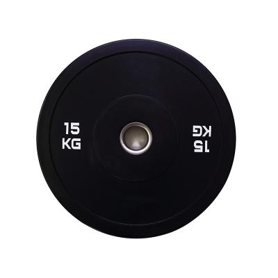 China Universal KG Black Weightlifting Fitness Rubber Bumper Plates Powerlifting Calibrated Weight Plate for sale