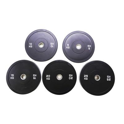 China 5kg/10kg /15kg/20kg/25kg Universal Custom Fitness Plate Black Rubber Bumper Set for sale