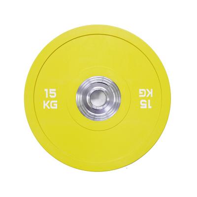 China Universal No Counter-gel Fitness Equipment Unisex15kg Color Weightlifting Bumper Plate for sale