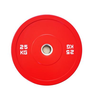 China Universal Eco - Friendly Fitness Equipment Colored Circular Rubber Bumper Plate 25kg for sale