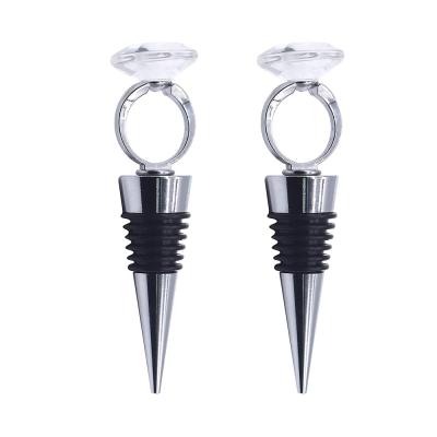 China Viable Zinc Alloy Drink Crystal Bling Ring Decorative Wine Stopper for sale