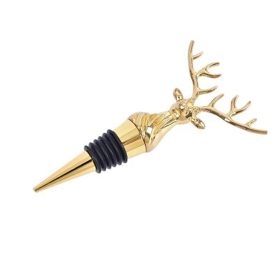 China Hot Selling Male Deer Animal Zinc Alloy Amazon Shape Main Wine Bottle Stoppers Wine Aerators Bar Tools Christmas Wine Bottle Stopper for sale