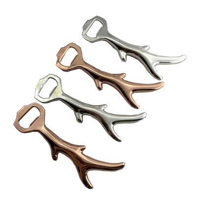 China Animal Shape Bar Accessories Bottle Opener Tools Cast Deer Antler Zinc Alloy Bottle Opener For Beer And Drinks for sale