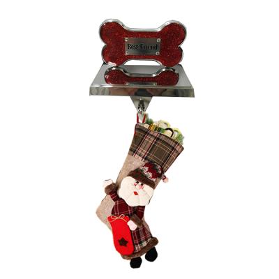 China Factory Direct Sale Custom Wholesale Christmas Ornaments Metal Bones Christmas Stocking Holder for sale