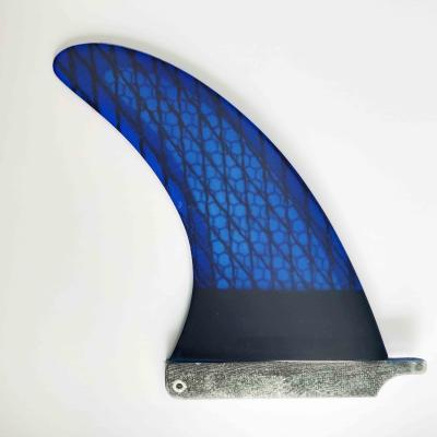 China Water Sports Area OEM Logo Carbon Fiber Blue Honeycomb Fins Single Surfboard Center Fins for sale