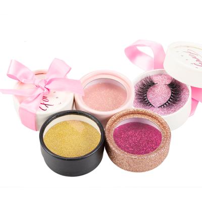 China Real natural soft wholesale mink fur eyelashes private label 3d mink lashes pink circle eyelash box for sale