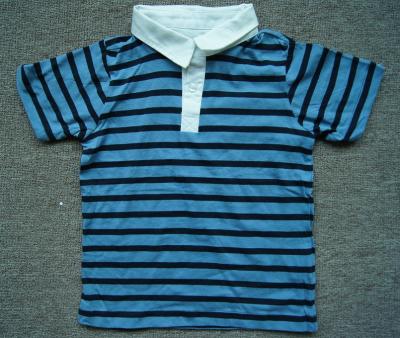 China 2000pcs Polo style  boy kid's short sleeve Tee shirt summer blue&white stripe tops for sale