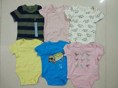 China Malaysia baby outfits Cheap brand clothes stock Gap infant cotton short sleeve pattern rompers cute bodysuits jumpsuits en venta