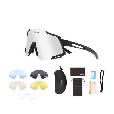 China 5 Light Glass Set Big Frame Outdoor Mens Cycling Sun Glasses Bike Glasses Silver Glasses for sale