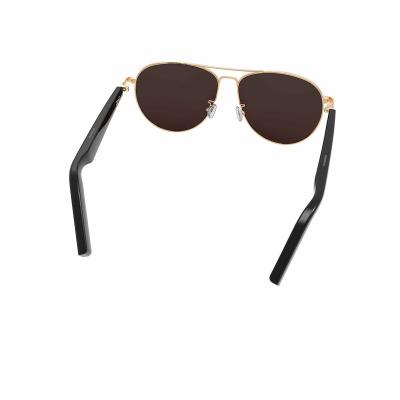 China 10 Years Experience Gold Vintage Retro Smart Audio Glasses Wholesale Unique Oversized Luxury Frame Bluetooth5.3 Sunglasses With Microphone for sale