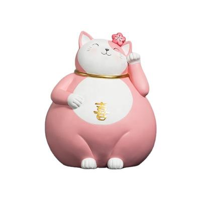 China Japanese Anime Props Lover Waving Red Cat Lucky Cat Shaking Head Statue Themed Gifts Resin Crafts for sale