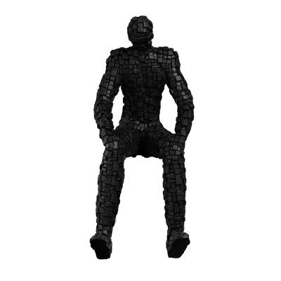 China Europe Hot Sale Modern Style Resin Crafts Black Sitting Shaped Mosaic Figure Ornament Decoration for sale