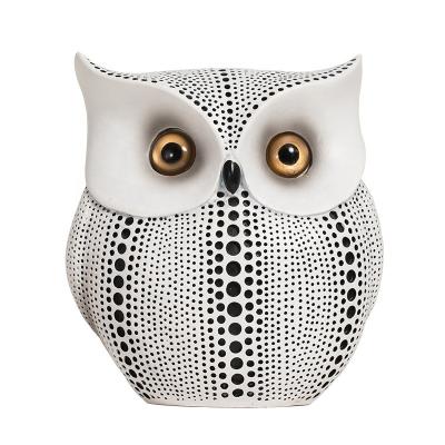 China Europe Owl Modern Desktop Polka Dot Ornament in White Decoration Living Room TV Cabinet Wine Cabinet Decorations for sale