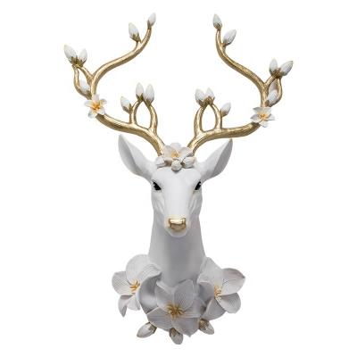 China Europe 3D Resin Flower Animal Deer King Size Wall Hanging Main Decoration for sale