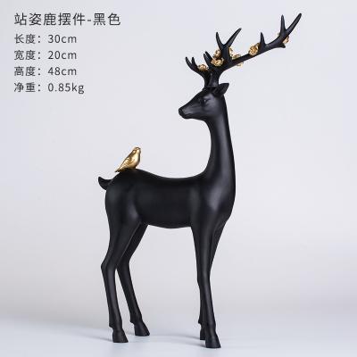 China Europe high quality exquisite black animal status deer sculpture lovely for home decoration for sale