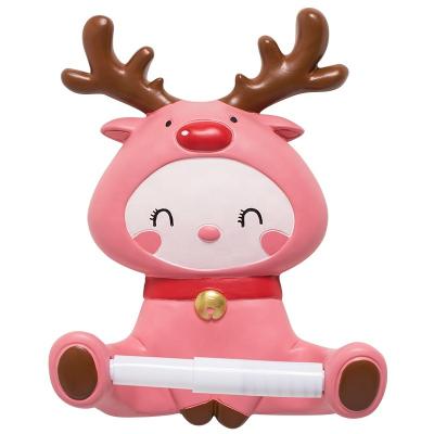 China Polyresin Handcrafted Cartoon Animals Cute Deer Shaped Toilet Paper Roll Holder For Bathroom for sale