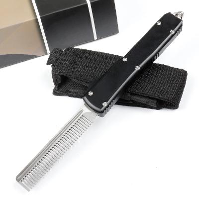 China New Products A5 Technology Stainless Steel Aviation Metal Handle Straight Micro Easy Comb Aluminum Creative Straight Jump EDC Tactical Comb for sale