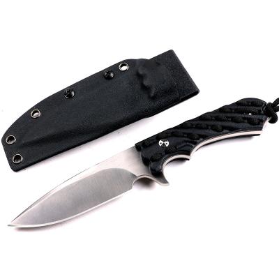 China Easy carry 7CR17MOV stainless steel blade knife survival fixed knife with kydex sheath and rescue rope for sale