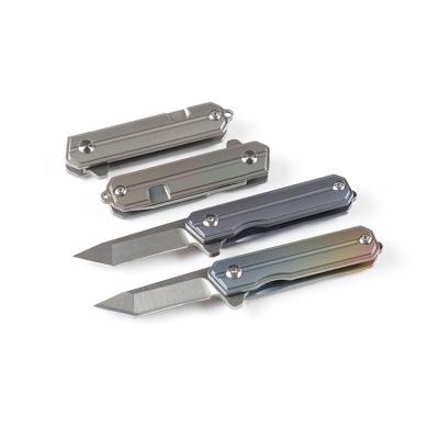 China Easy Arrival High Quality Titanium Handle New Carry New Pocket Knife Mini Folding Knife EDC With Tanto Blade for sale