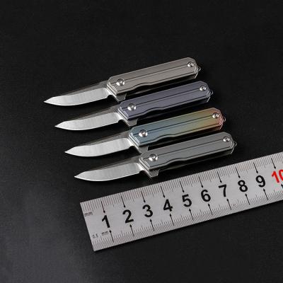 China Easy carry point steel blade D2 dive folding pocket knife small key chain dive knife with titanium handle for sale