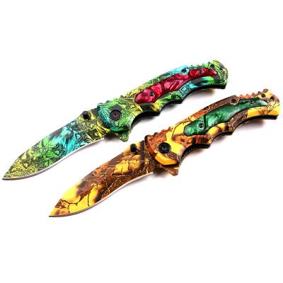 China Easy Carry 440 Stainless Steel Pocket Knife Outdoor Camping Folding Knife With Camouflage Handle for sale