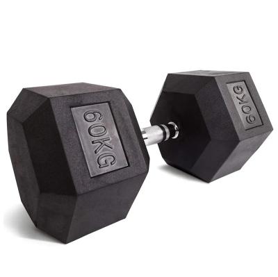 China Dumbell-Cast Iron Rubber Covered and Rubber Coated Hexagonal Dumbbell Wrapped Dumbbell Weights Home Gym Set for sale