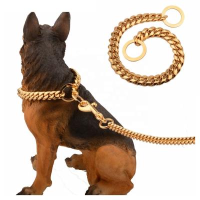 China Stocked Silver Gold Stainless Steel Pet Collars Pet Chain Collar Pet Accessories for sale