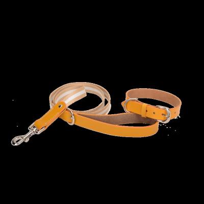 China Stocked Leather Cow Dog Harness Set And Collar Leash Sets Adjustable Pet Collars Pet Collars And Leashes for sale