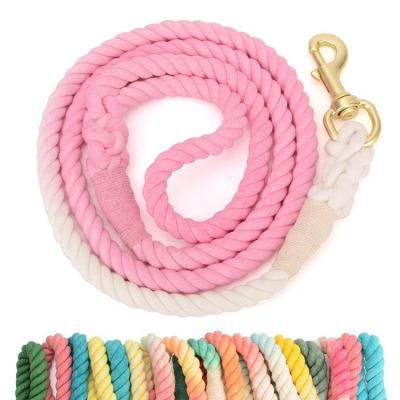 China Stocked Colorful Pet Leashes Customized Pet Rope Leash Pet Dog 100%Cotton Rope Leash for sale