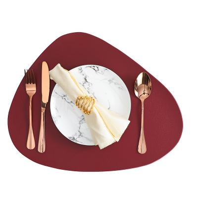 China Logo Faux Leather Placemat Red Customized Stocked Leather Placemats Non-Slip Place Mats for sale