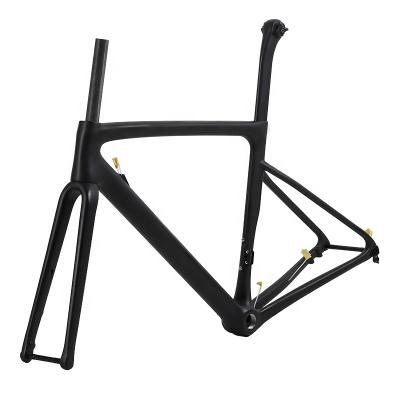 China Road Bikes Custom Painted Carbon Fiber Bicycle Frame Road Bike Carbon Fiber Frame Disc Brake Tube Axle Carbon Frame Wholesale Carbon Frame for sale