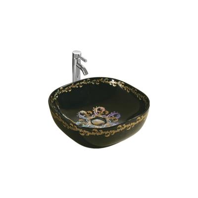 China YY8416A-2 Modern Design Black Gold Art Series Wash Basin New Wash Basin for sale