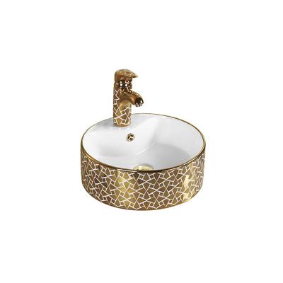 China YY8002Q-2 High Quality Gold Plated Ceramic Wash Basin for sale