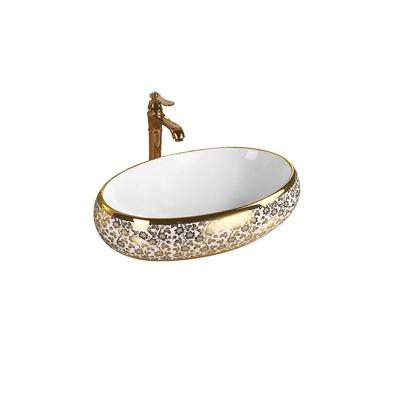 China YY8252Q-4New Fashion Gold Plated Sink Artistic Wash Basin for sale